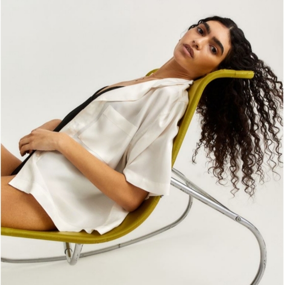 🆕️ NWT H&M Oversized Resort Shirt in 'White' - Picture 3 of 8